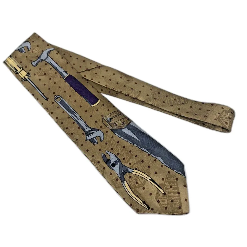 VTG 90s Home Improvement Men's Neck Tie Tim Allen Tool Time Garage Workshop USA
